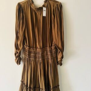 Elegant Brown Long-Sleeve Dress